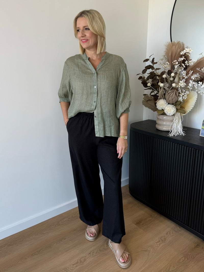 Maeve Linen Shirt ~ Khaki