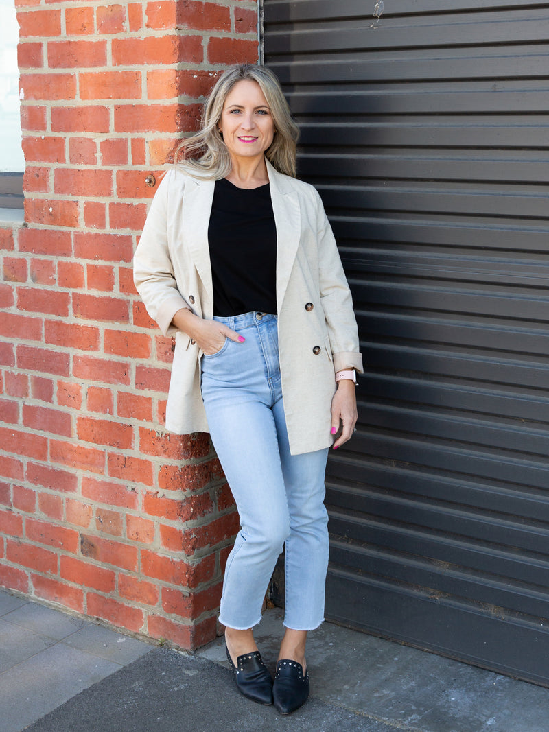 Rylee Linen Blazer ~ Natural