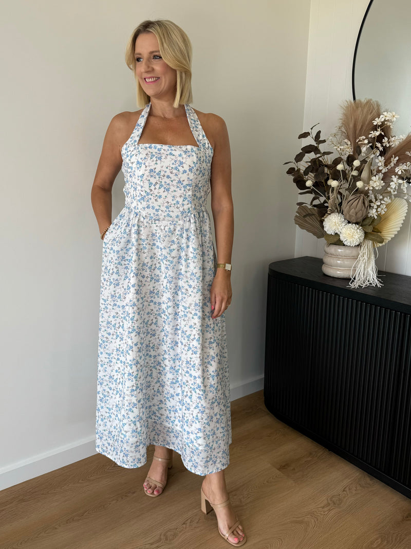 Olivia Dress ~ Blue Floral