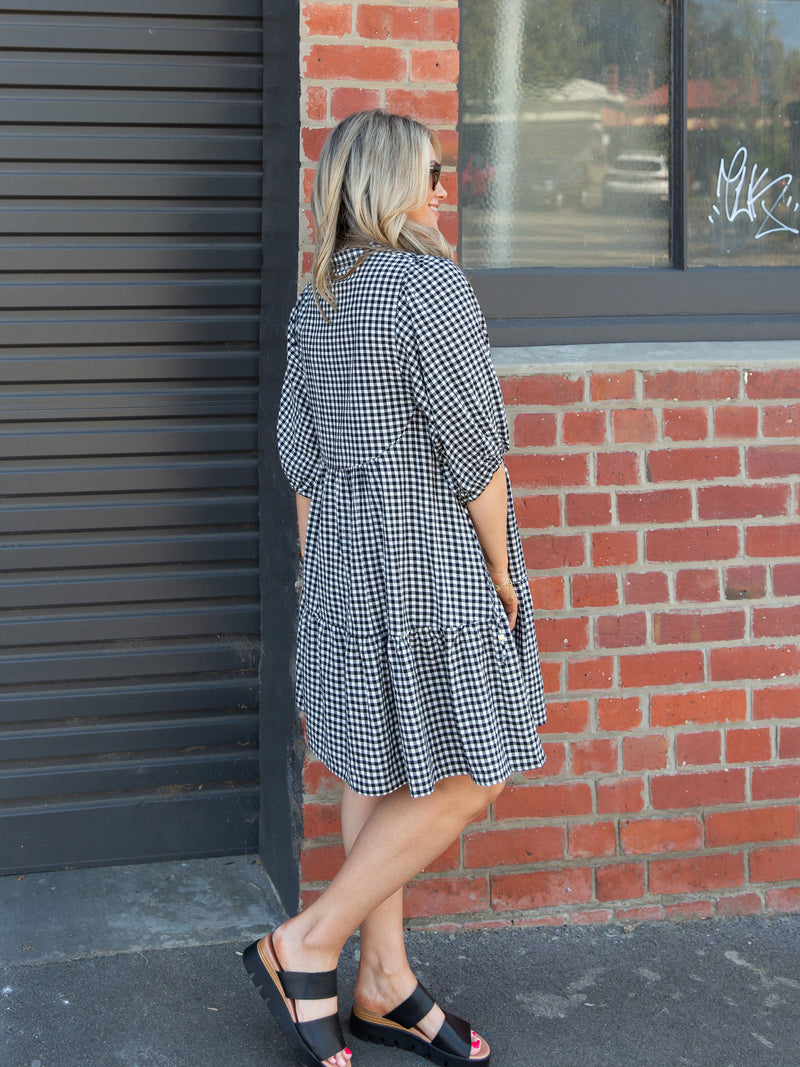 Kinsley Dress - Black Gingham