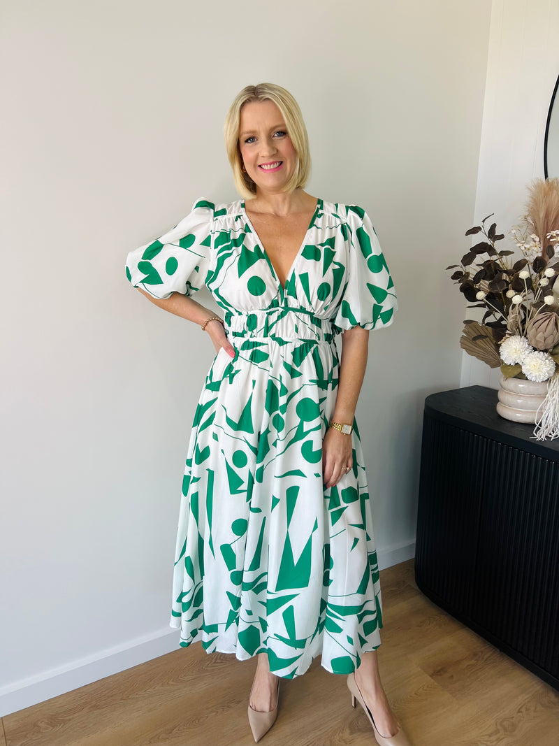 Sharni Maxi Dress - White / Green