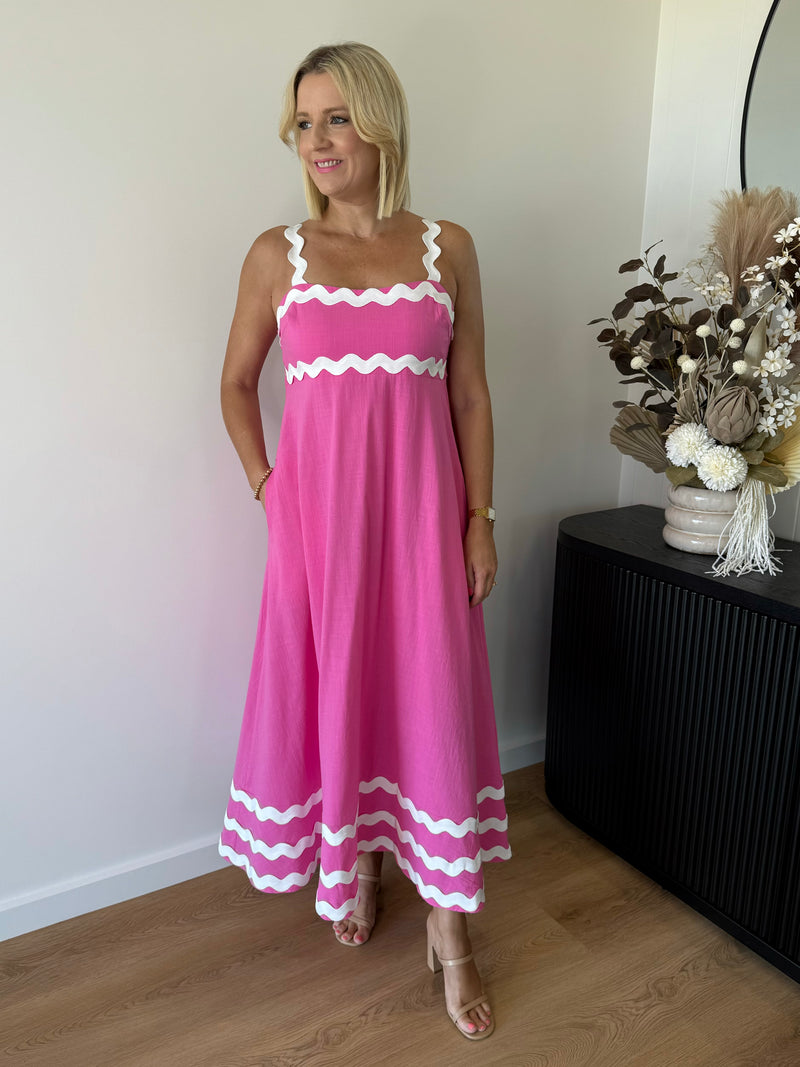 Henley Ric Rac Dress ~ Pink