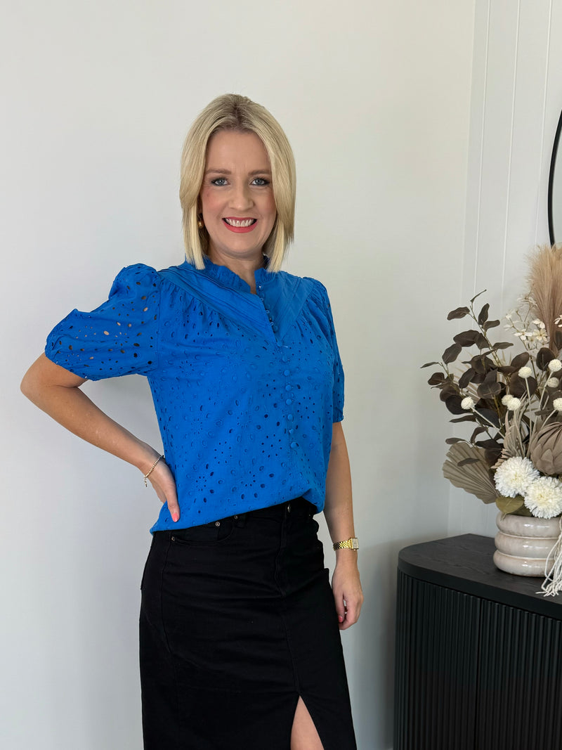 Pixie Short Sleeve Top - Cobalt
