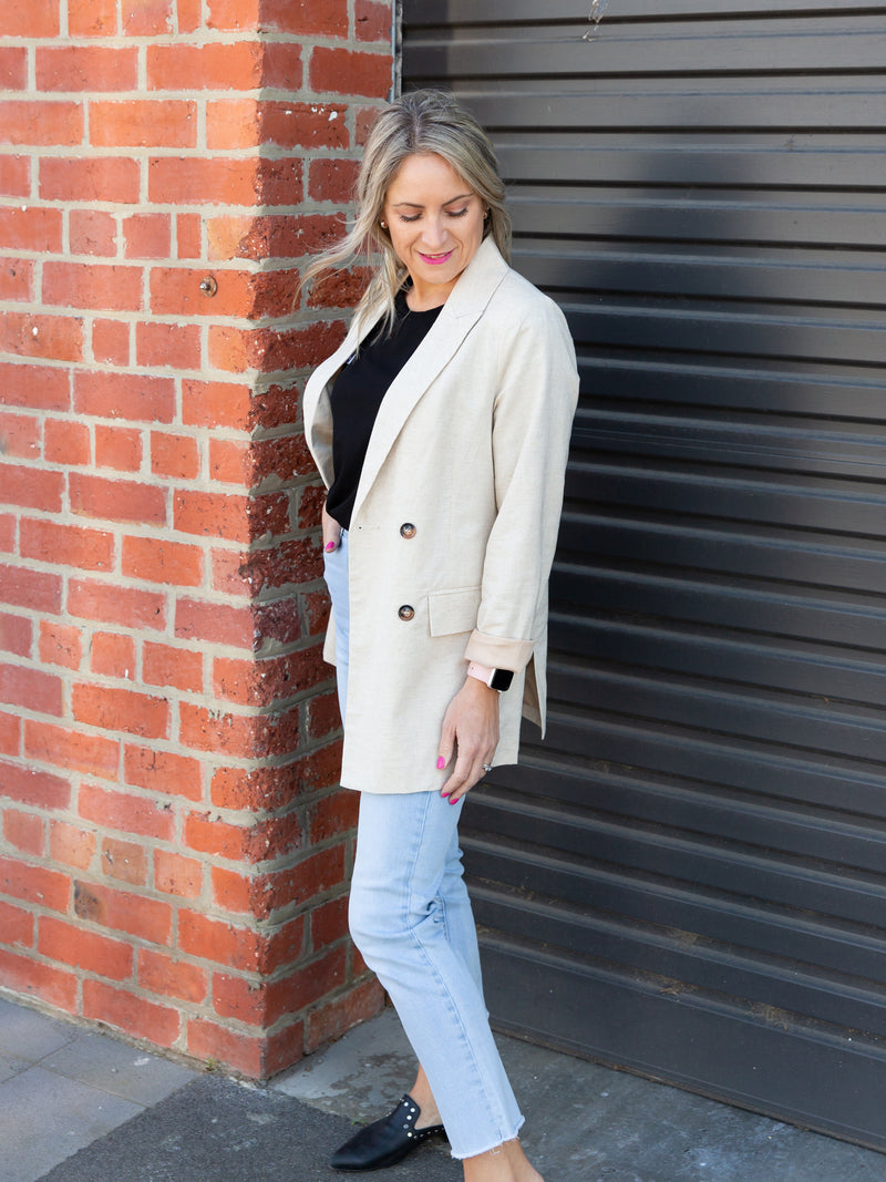 Rylee Linen Blazer ~ Natural