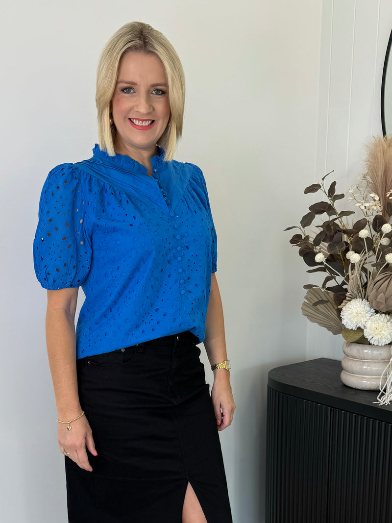 Pixie Short Sleeve Top - Cobalt
