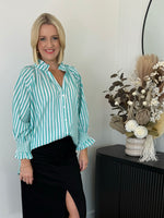 Sara Top - Turquoise Stripe