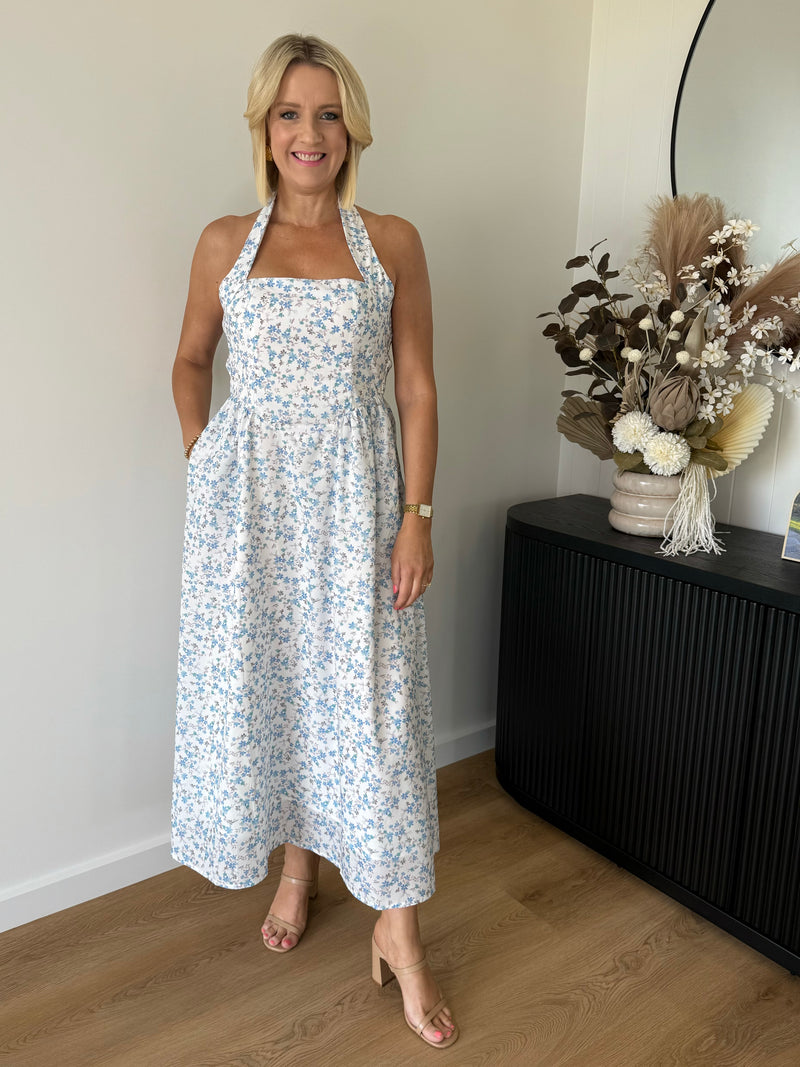 Olivia Dress ~ Blue Floral
