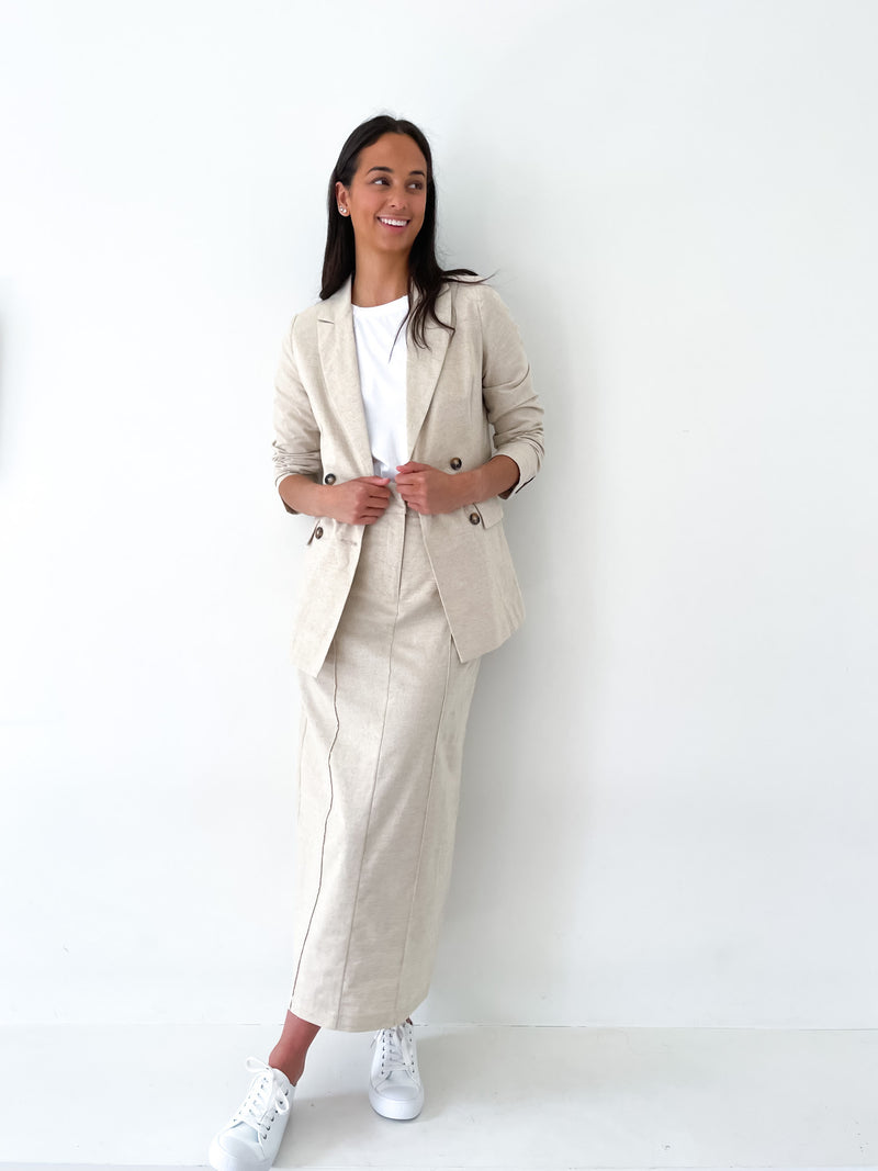 Rylee Linen Blazer ~ Natural