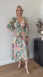 Sharni Dress L/S ~ Green Floral