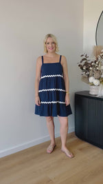 Louise Ric Rac Dress ~ Navy