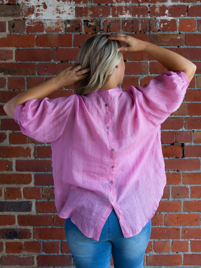 Maeve Linen Shirt ~ Peony