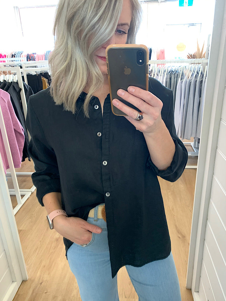 Juliet Linen Shirt ~ Black