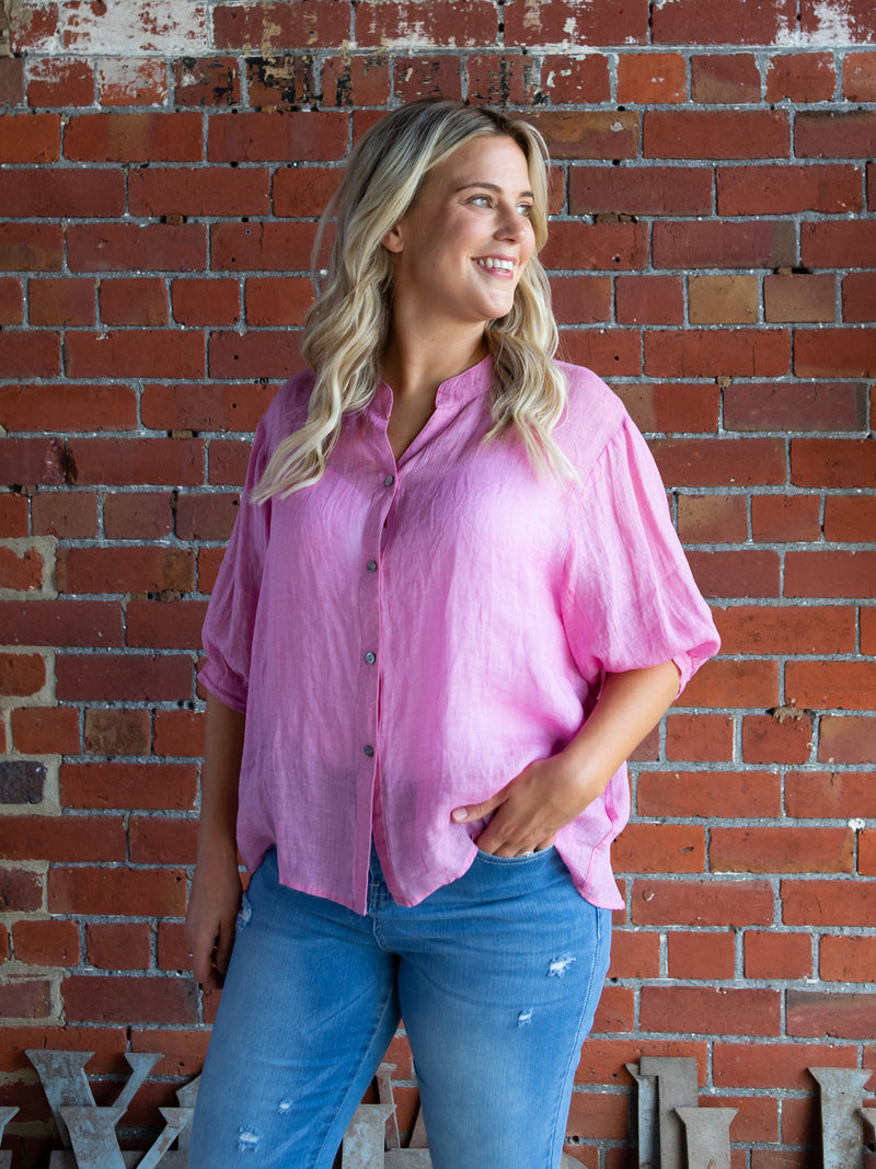 Maeve Linen Shirt ~ Peony